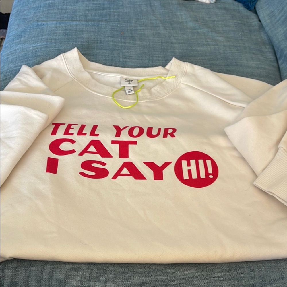 Tell Your Cat I Say Hi Sweatshirt - Cream and Red